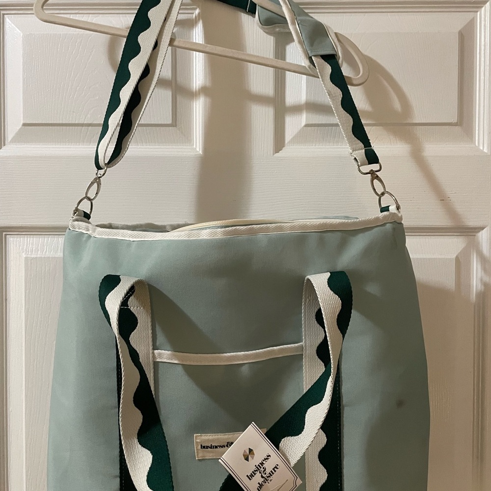 Business & Pleasure Co. Oversized Chic Blue, Teal and White Cooler Tote